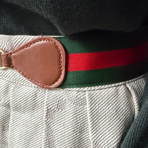 GG  pleated mini Skirt /skort NEW! 28”waist off white red/green belt - Picture 15 of 16
